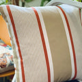 Handmade cushion - White & Copper Stripe cushion - 