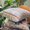 Handmade cushion - White & Copper Stripe cushion - 