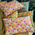 Handmade cushion covers - Pink & Sage hand-blocked print