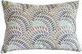 Linen embroidered handmade cushion with leaves motif