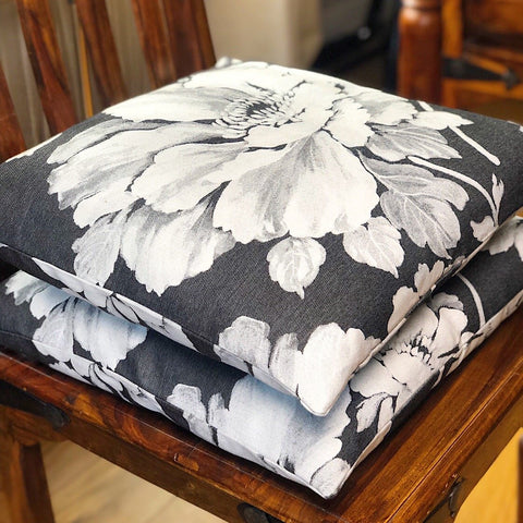 Handmade cushion - grey floral monochrome cushion - 