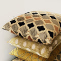 Handmade cushion - gold, black jacquard & velvet cushion - 