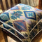 Handmade cushion - elegant blues and gold Aztec tapestry cushion - 