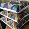 Handmade cushion - elegant blues and gold Aztec tapestry cushion - 